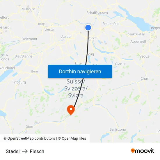 Stadel to Fiesch map