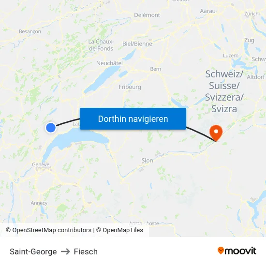 Saint-George to Fiesch map