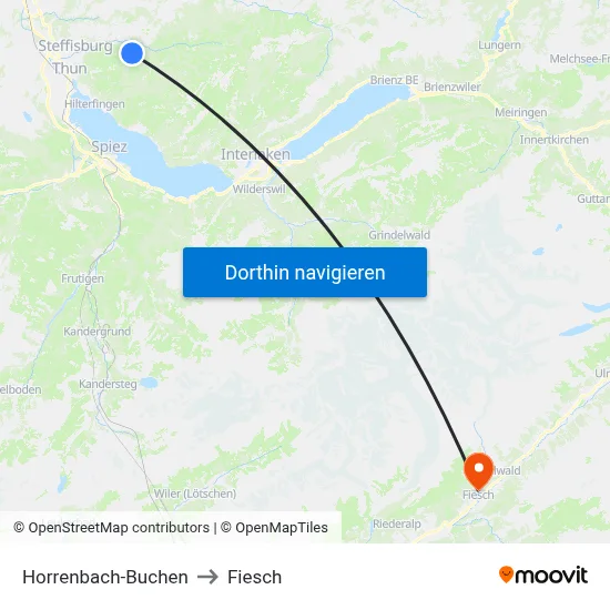 Horrenbach-Buchen to Fiesch map