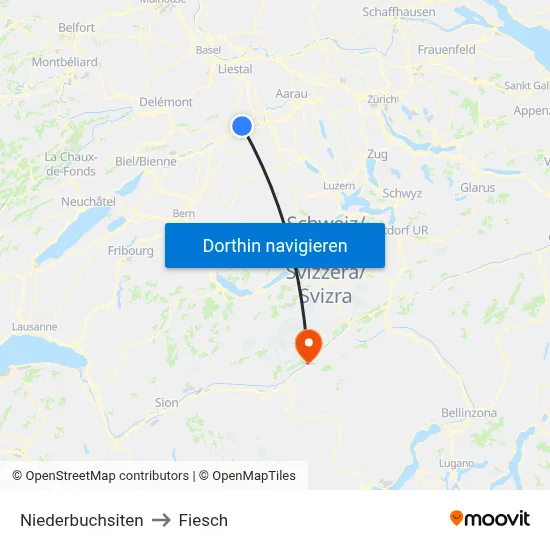 Niederbuchsiten to Fiesch map