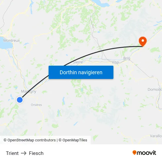 Trient to Fiesch map