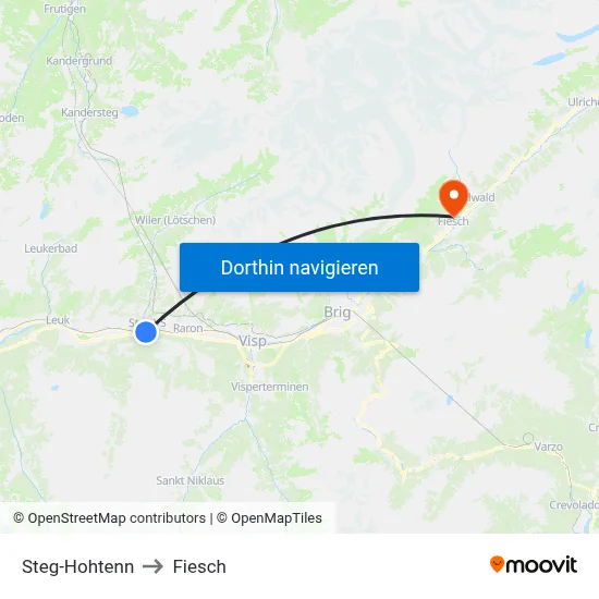 Steg-Hohtenn to Fiesch map