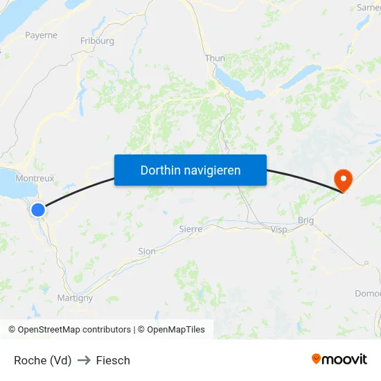 Roche (Vd) to Fiesch map