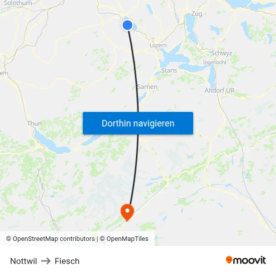 Nottwil to Fiesch map