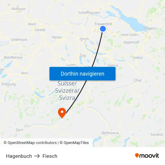 Hagenbuch to Fiesch map