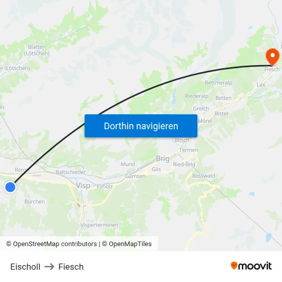 Eischoll to Fiesch map