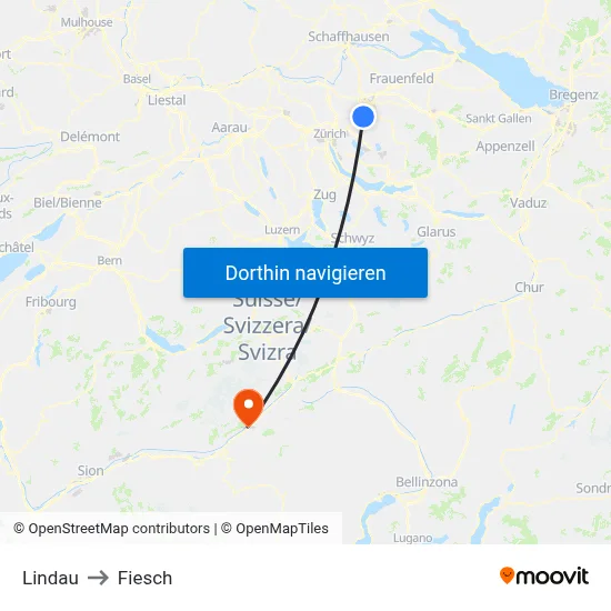 Lindau to Fiesch map