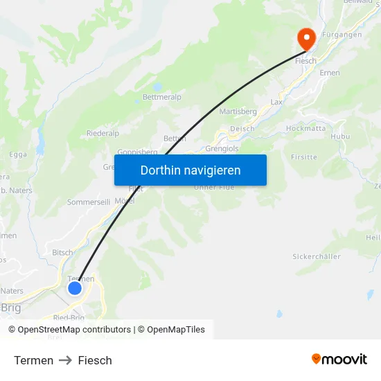 Termen to Fiesch map