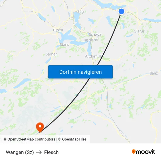 Wangen (Sz) to Fiesch map