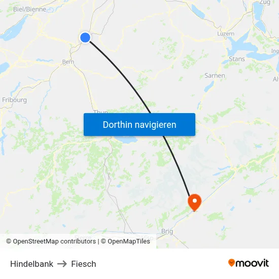 Hindelbank to Fiesch map