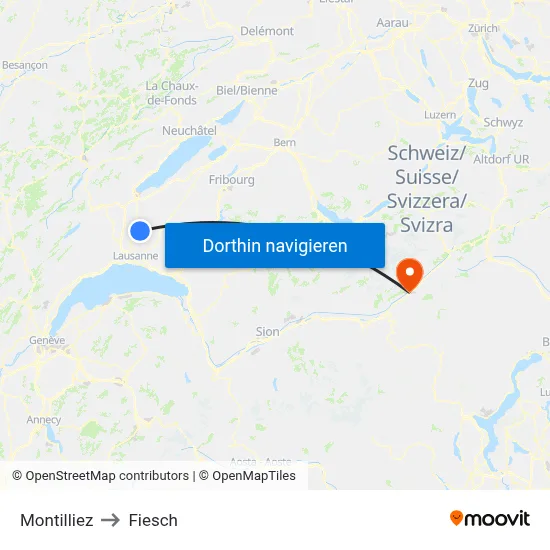 Montilliez to Fiesch map