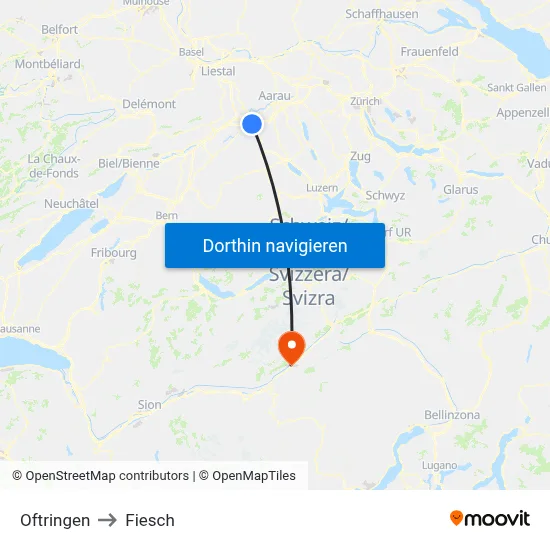 Oftringen to Fiesch map