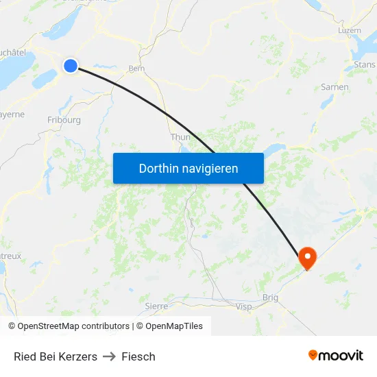 Ried Bei Kerzers to Fiesch map