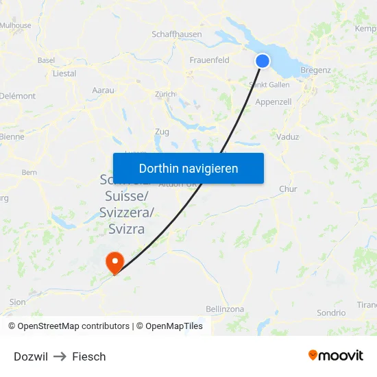 Dozwil to Fiesch map