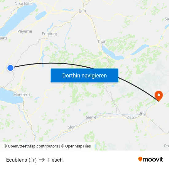 Ecublens (Fr) to Fiesch map