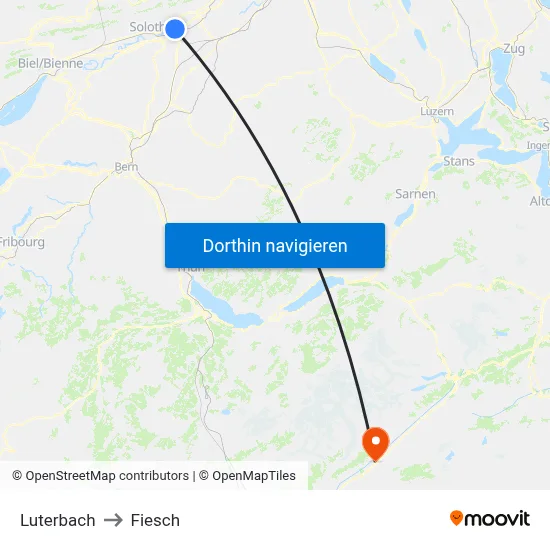 Luterbach to Fiesch map