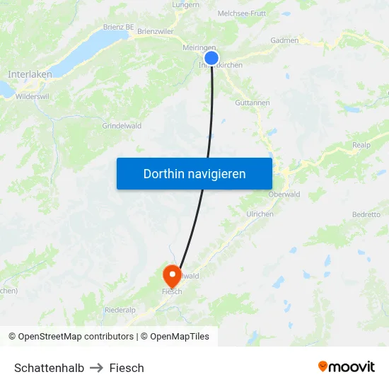 Schattenhalb to Fiesch map