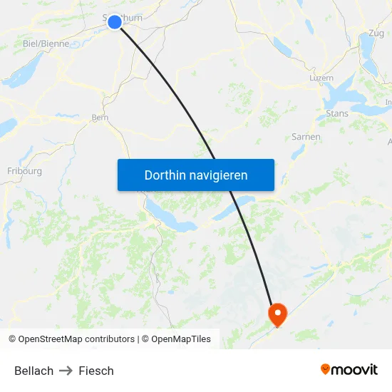 Bellach to Fiesch map