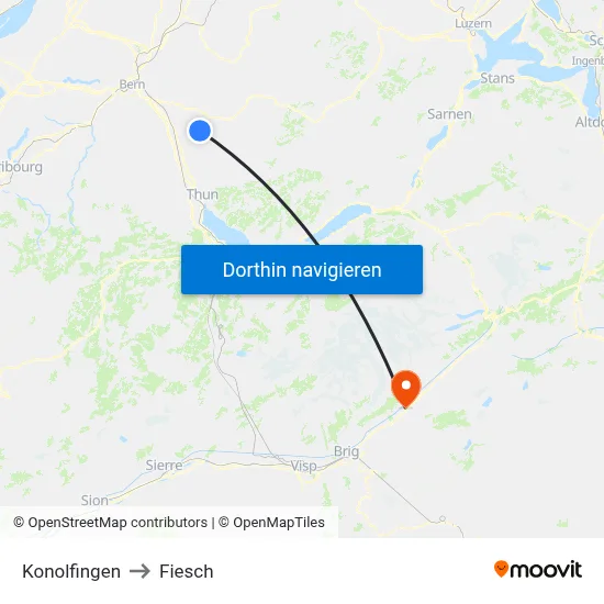 Konolfingen to Fiesch map