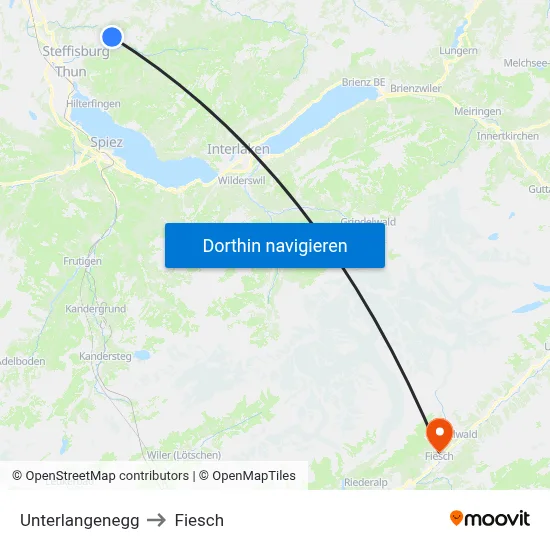 Unterlangenegg to Fiesch map
