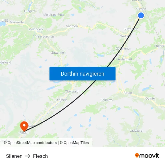 Silenen to Fiesch map