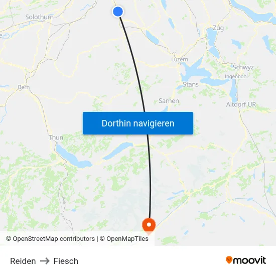 Reiden to Fiesch map