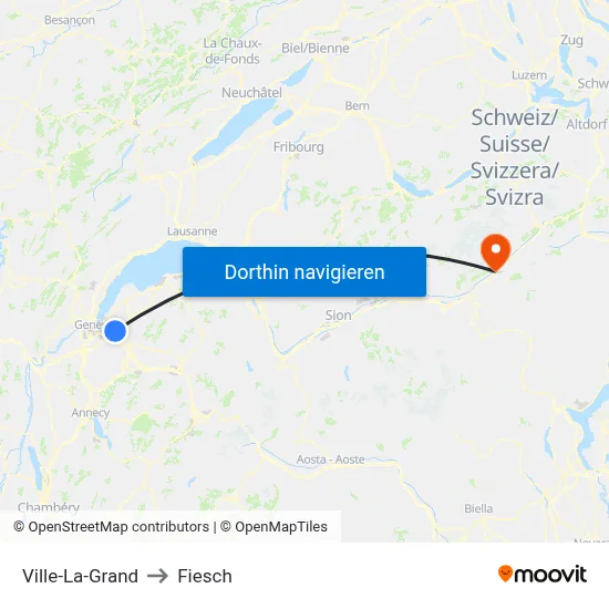 Ville-La-Grand to Fiesch map