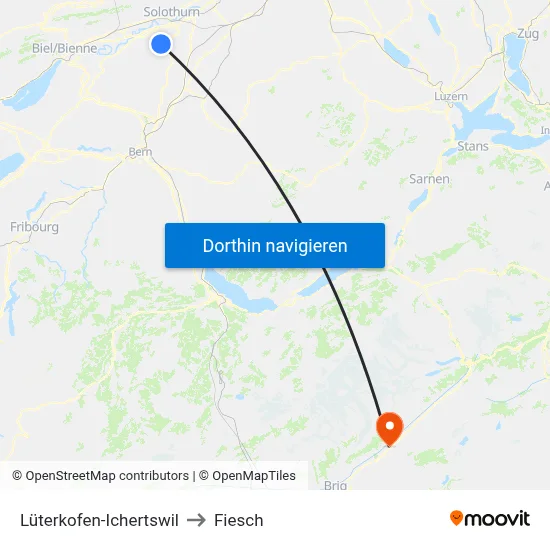 Lüterkofen-Ichertswil to Fiesch map