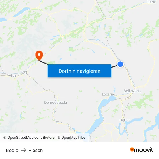 Bodio to Fiesch map