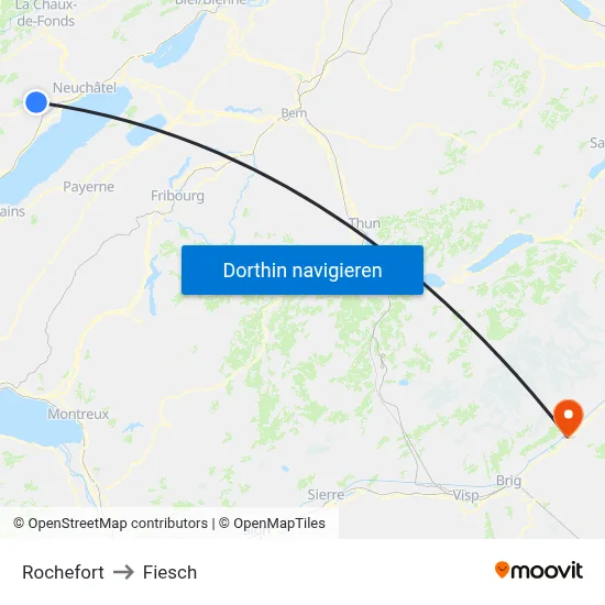 Rochefort to Fiesch map