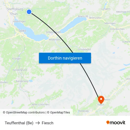 Teuffenthal (Be) to Fiesch map