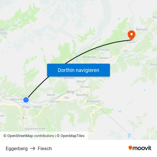 Eggerberg to Fiesch map