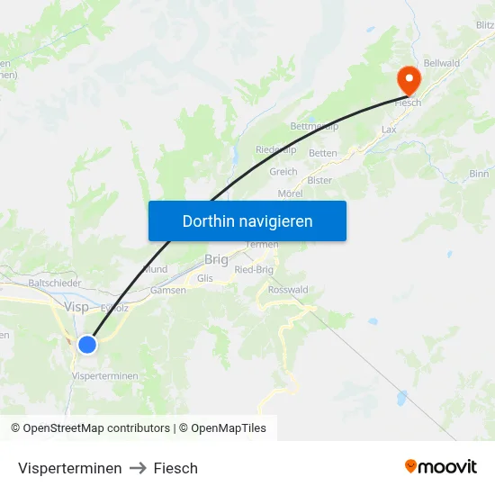 Visperterminen to Fiesch map