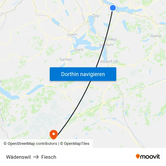 Wädenswil to Fiesch map