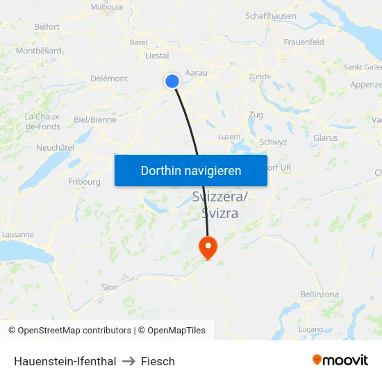 Hauenstein-Ifenthal to Fiesch map