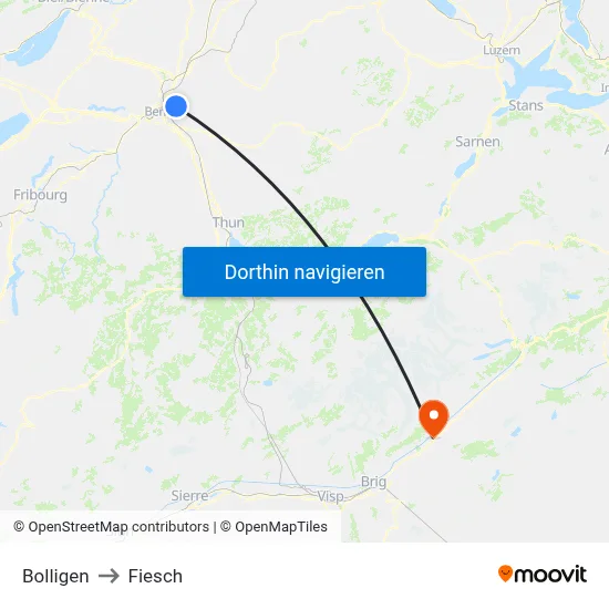 Bolligen to Fiesch map
