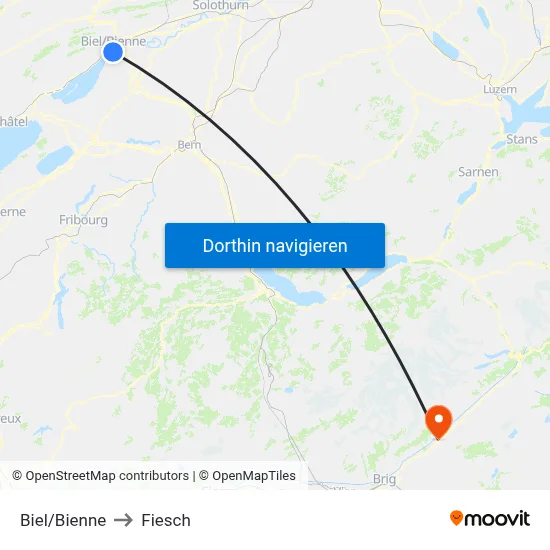 Biel/Bienne to Fiesch map
