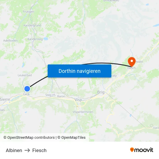 Albinen to Fiesch map