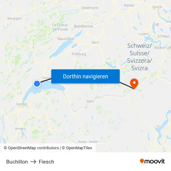 Buchillon to Fiesch map