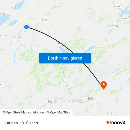Laupen to Fiesch map