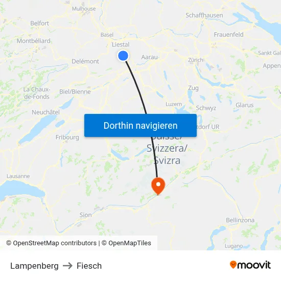 Lampenberg to Fiesch map
