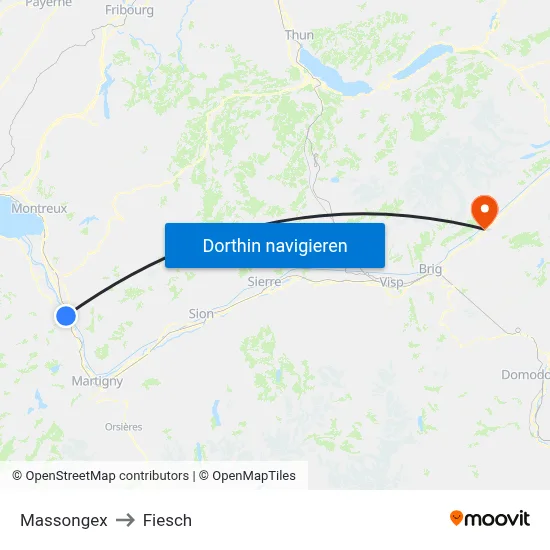 Massongex to Fiesch map