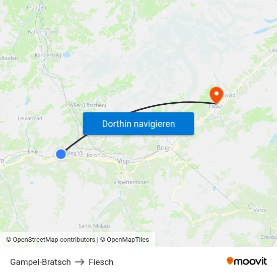 Gampel-Bratsch to Fiesch map
