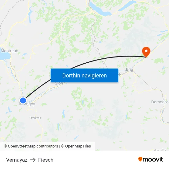 Vernayaz to Fiesch map