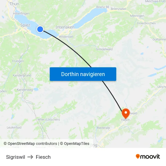 Sigriswil to Fiesch map