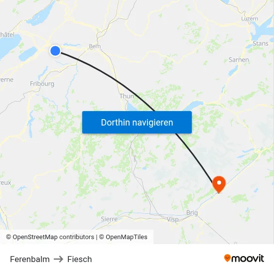 Ferenbalm to Fiesch map