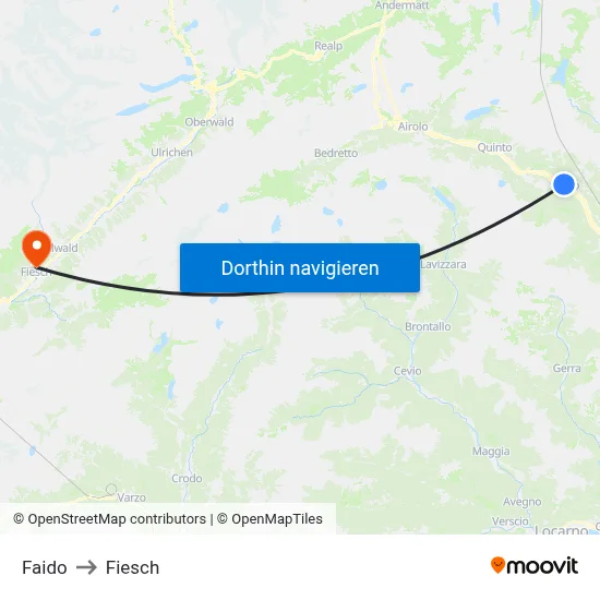 Faido to Fiesch map