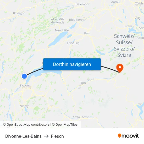 Divonne-Les-Bains to Fiesch map