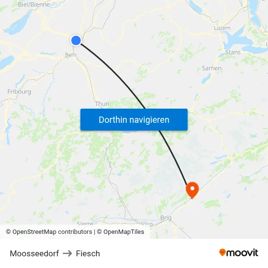 Moosseedorf to Fiesch map