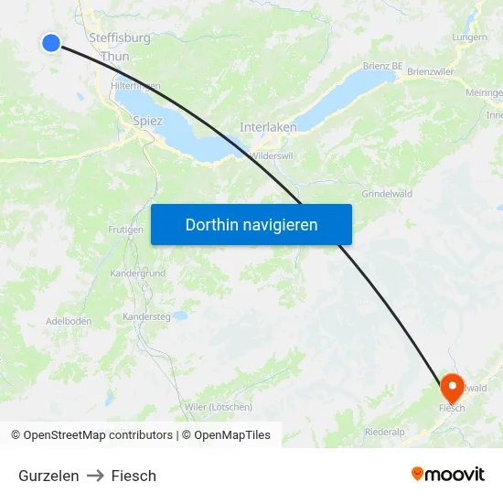Gurzelen to Fiesch map